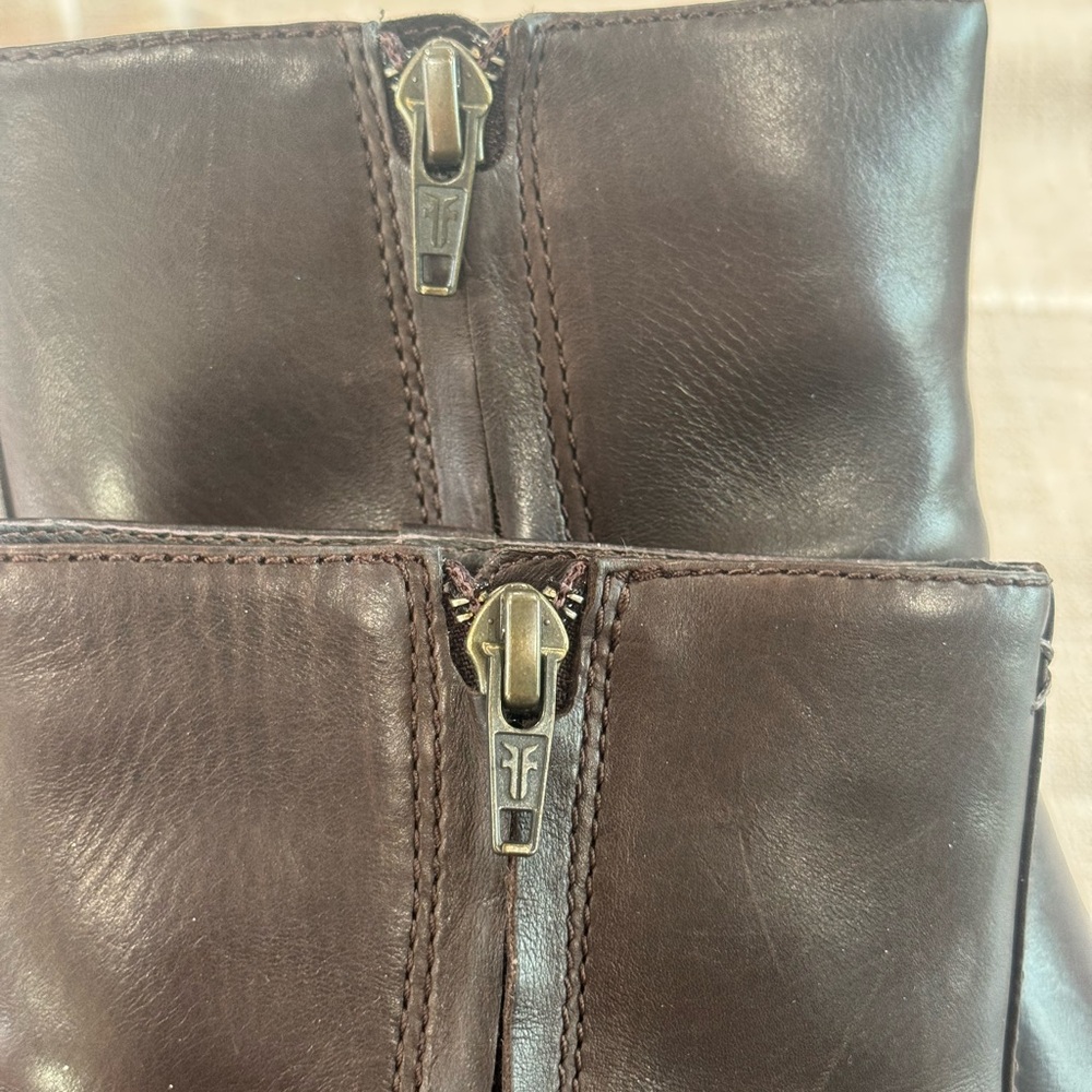 Frye Dark Brown Leather Ankle Boots - Picture 6 of 10